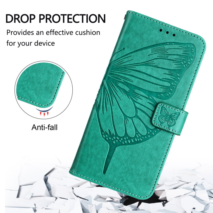 For Blackview A52 Embossed Butterfly Leather Phone Case(Green) - More Brand by buy2fix | Online Shopping UK | buy2fix