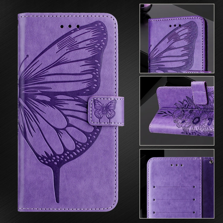 For Blackview Shark 8 Embossed Butterfly Leather Phone Case(Purple) - More Brand by buy2fix | Online Shopping UK | buy2fix