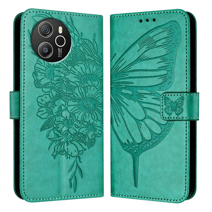 For Blackview Shark 8 Embossed Butterfly Leather Phone Case(Green) - More Brand by buy2fix | Online Shopping UK | buy2fix