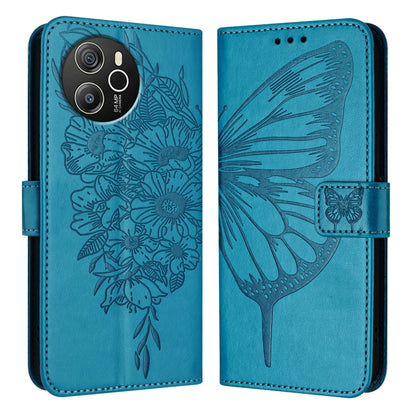 For Blackview Shark 8 Embossed Butterfly Leather Phone Case(Blue) - More Brand by buy2fix | Online Shopping UK | buy2fix