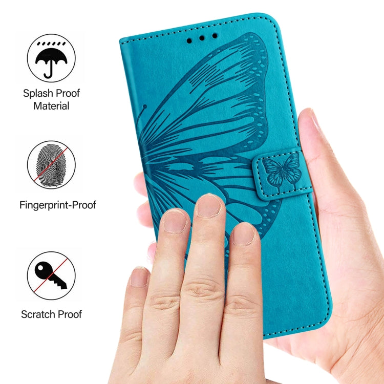 For Blackview Shark 8 Embossed Butterfly Leather Phone Case(Blue) - More Brand by buy2fix | Online Shopping UK | buy2fix