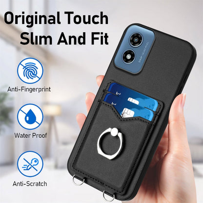 For Motorola Moto G Play 2024 4G R20 Ring Card Holder Phone Case(Black) - Motorola Cases by buy2fix | Online Shopping UK | buy2fix
