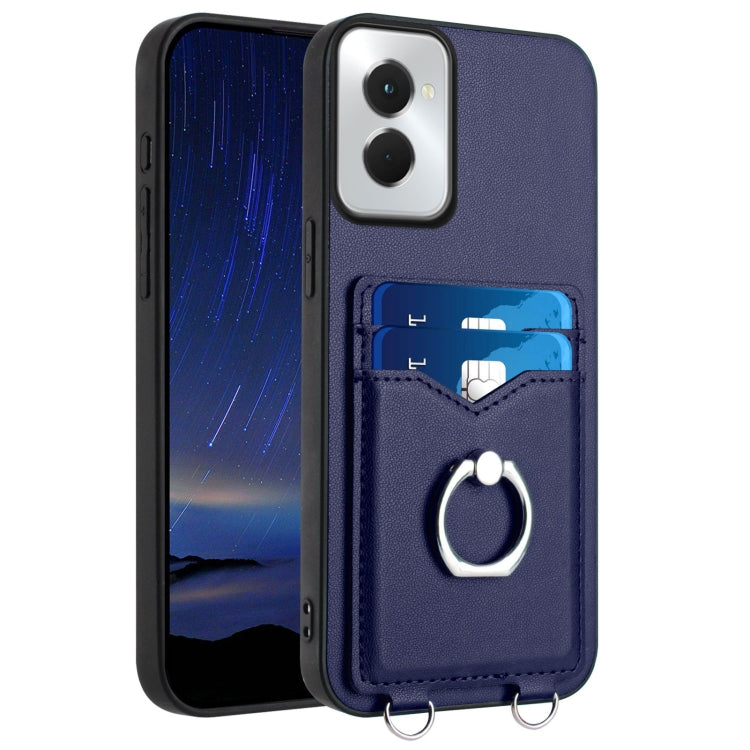 For Motorola Moto G Power 5G 2024 R20 Ring Card Holder Phone Case(Blue) - Motorola Cases by buy2fix | Online Shopping UK | buy2fix