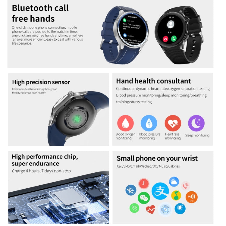 HD Watch X 1.43 inch IP68 BT5.3 Sport Smart Watch, Support Bluetooth Call / Sleep / Blood Oxygen / Heart Rate / Blood Pressure Health Monitor(Black Steel + Black Silicone Strap) - Smart Watches by buy2fix | Online Shopping UK | buy2fix