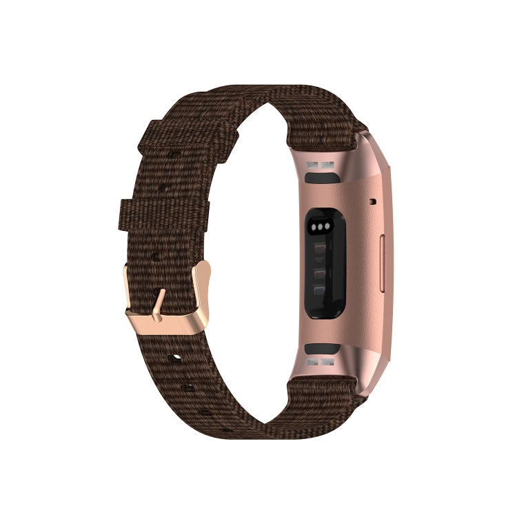 For Fitbit Charge 4 / Charge 3 / Charge3 SE Braided Nylon Watch Band Plastic Head, Size: Free Size(Dark Brown) - Watch Bands by buy2fix | Online Shopping UK | buy2fix