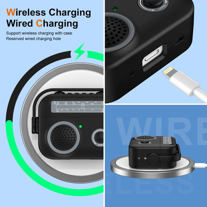 For AirPods 2 / 1 Radio Style Wireless Bluetooth Earphones Shockproof Protective Case(Black) - For AirPods 1/2 by buy2fix | Online Shopping UK | buy2fix