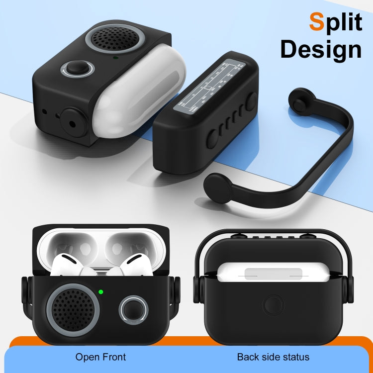 For AirPods Pro Radio Style Wireless Bluetooth Earphones Shockproof Protective Case(Black) - For AirPods Pro by buy2fix | Online Shopping UK | buy2fix