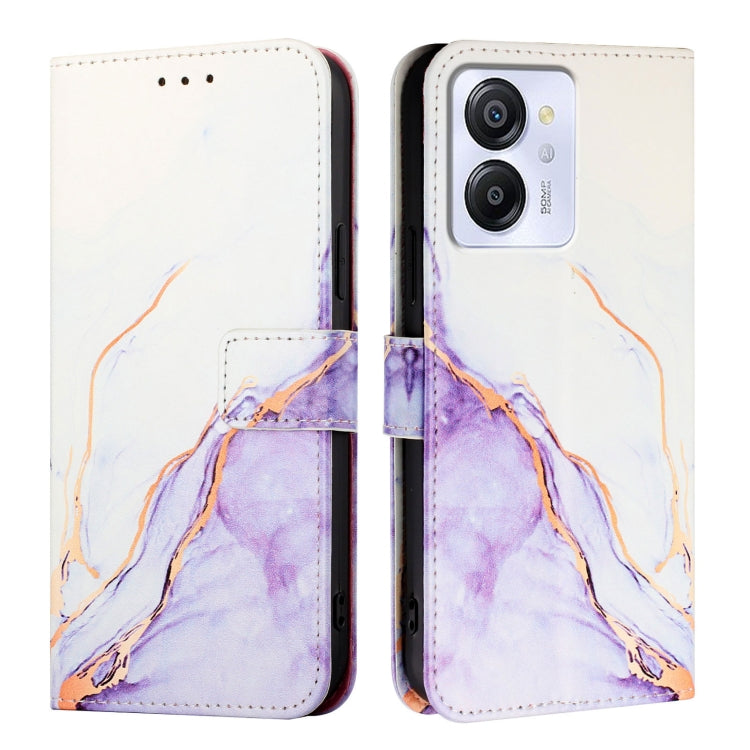 For Blackview Color 8 PT003 Marble Pattern Flip Leather Phone Case(White Purple) - More Brand by buy2fix | Online Shopping UK | buy2fix