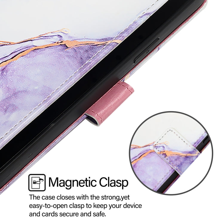 For Blackview Color 8 PT003 Marble Pattern Flip Leather Phone Case(White Purple) - More Brand by buy2fix | Online Shopping UK | buy2fix