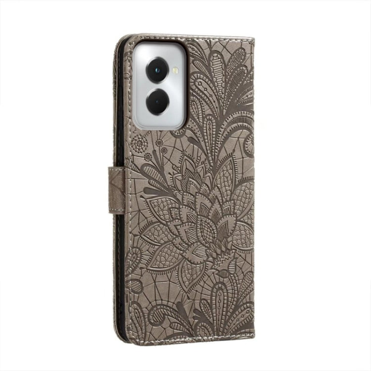 For Motorola Moto G Power 5G 2024 Lace Flower Embossing Flip Leather Phone Case(Grey) - Motorola Cases by buy2fix | Online Shopping UK | buy2fix