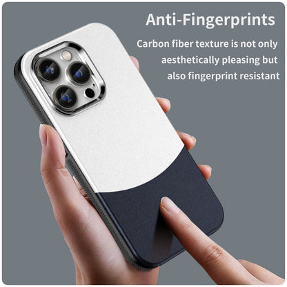 For iPhone 14 Pro Leather Texture MagSafe Magnetic TPU + PC Phone Case(Dark Blue) - iPhone 14 Pro Cases by buy2fix | Online Shopping UK | buy2fix