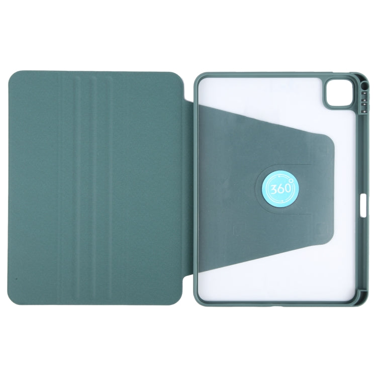 For iPad Air 11 2025 / 2024 / Air 5 GEBEI Acrylic TPU 3-folding Rotating Smart Tablet Leather Case withh Pen Slot(Dark Green) - iPad Air 11 2025 / 2024 Cases by GEBEI | Online Shopping UK | buy2fix