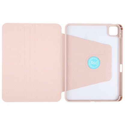 For iPad Pro 11 2024 GEBEI Acrylic TPU 3-folding Rotating Smart Tablet Leather Case withh Pen Slot(Pink) - iPad Pro 11 2024 Cases by GEBEI | Online Shopping UK | buy2fix