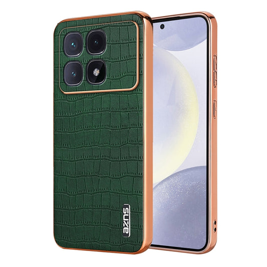 For Redmi K70 Ultra AZNS Electroplated Frame Crocodile Texture Full Coverage Phone Case(Green) - Xiaomi Cases by AZNS | Online Shopping UK | buy2fix