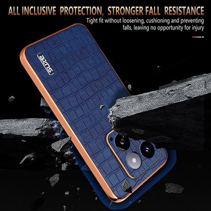 For Xiaomi 14 AZNS Electroplated Frame Crocodile Texture Full Coverage Phone Case(Blue) - 14 Cases by AZNS | Online Shopping UK | buy2fix