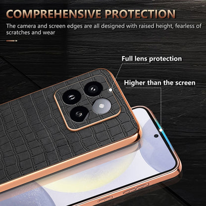 For Xiaomi 14 Pro AZNS Electroplated Frame Crocodile Texture Full Coverage Phone Case(White) - 14 Pro Cases by AZNS | Online Shopping UK | buy2fix