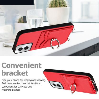 For Motorola Moto G Stylus 5G 2024 R20 Crossbody Rope Ring Card Holder Phone Case(Red) - Motorola Cases by buy2fix | Online Shopping UK | buy2fix