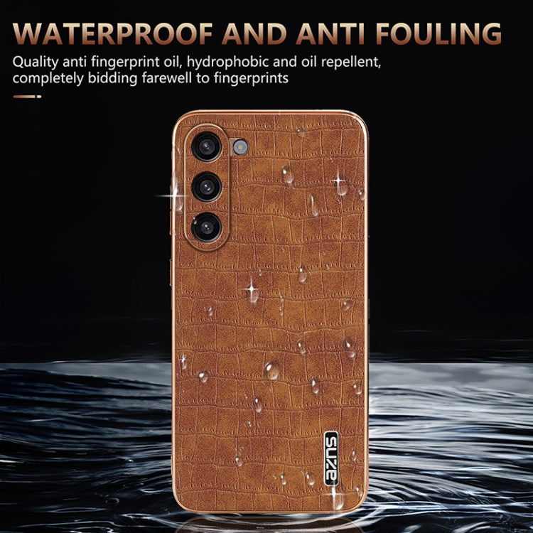 For Samsung Galaxy S23+ 5G AZNS Electroplated Frame Crocodile Texture Full Coverage Phone Case(Black) - Galaxy S23+ 5G Cases by AZNS | Online Shopping UK | buy2fix