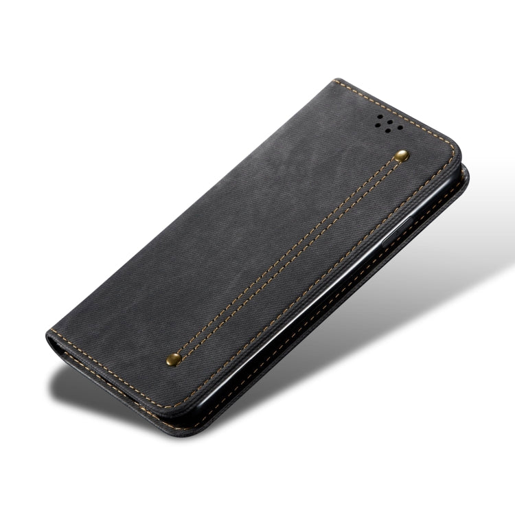 For Samsung Galaxy S25 5G Denim Texture Casual Style Horizontal Flip Leather Case(Black) - Galaxy S25 5G Cases by buy2fix | Online Shopping UK | buy2fix