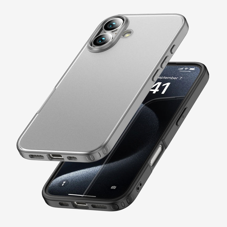 For iPhone 16 Armor Clear TPU Hard PC Phone Case(Grey) - iPhone 16 Cases by buy2fix | Online Shopping UK | buy2fix