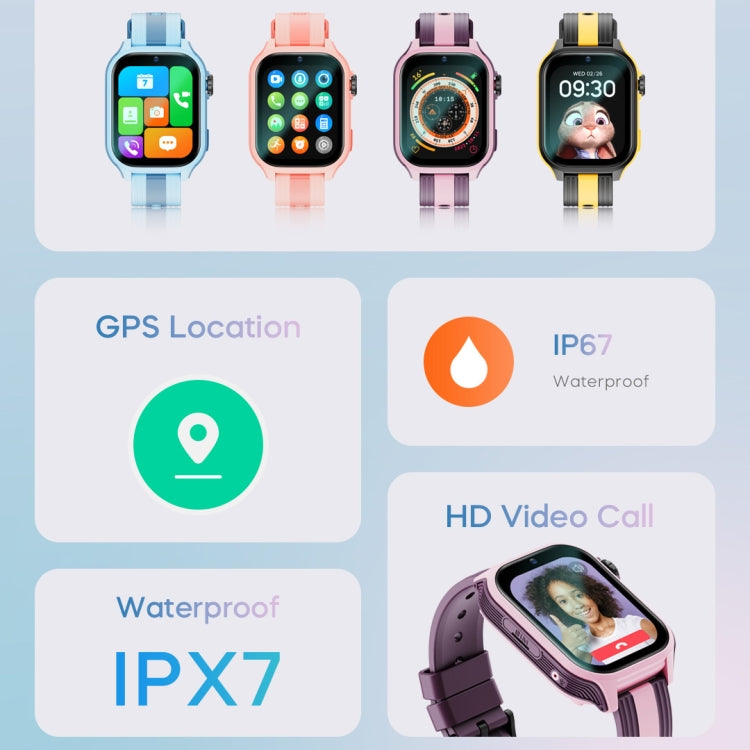 LEMFO K36 1.83 inch IPX7 Children Sport Smart Watch, Support Video Call / Message Notification / GPS / WiFi(Pink) - Smart Watches by LEMFO | Online Shopping UK | buy2fix