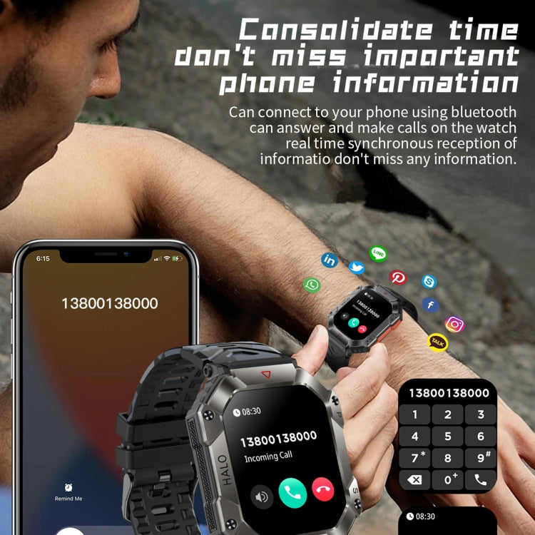 LEMFO KR80 2.0 inch BT5.1 IP67 Sport Smart Watch, Support Bluetooth Call / Sleep / Blood Oxygen / Heart Rate / Blood Pressure Health Monitor(Black) - Smart Watches by LEMFO | Online Shopping UK | buy2fix