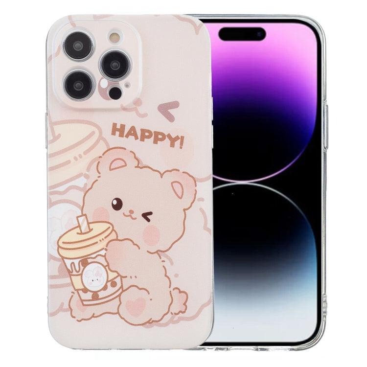 For iPhone 16 Pro Colored Drawing Pattern Transparent TPU Phone Case(Bear) - iPhone 16 Pro Cases by buy2fix | Online Shopping UK | buy2fix