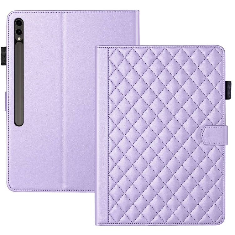 For Samsung Galaxy Tab S9 FE+ / S9+ Rhombus Lattice Leather Tablet Case(Purple) - Galaxy Tab S9 FE+ by buy2fix | Online Shopping UK | buy2fix