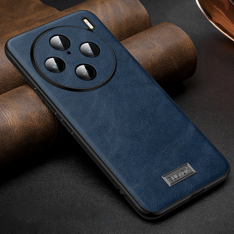 For vivo X100s Pro / X100 Pro SULADA Shockproof TPU + Handmade Leather Phone Case(Blue) - vivo Tempered Glass by SULADA | Online Shopping UK | buy2fix