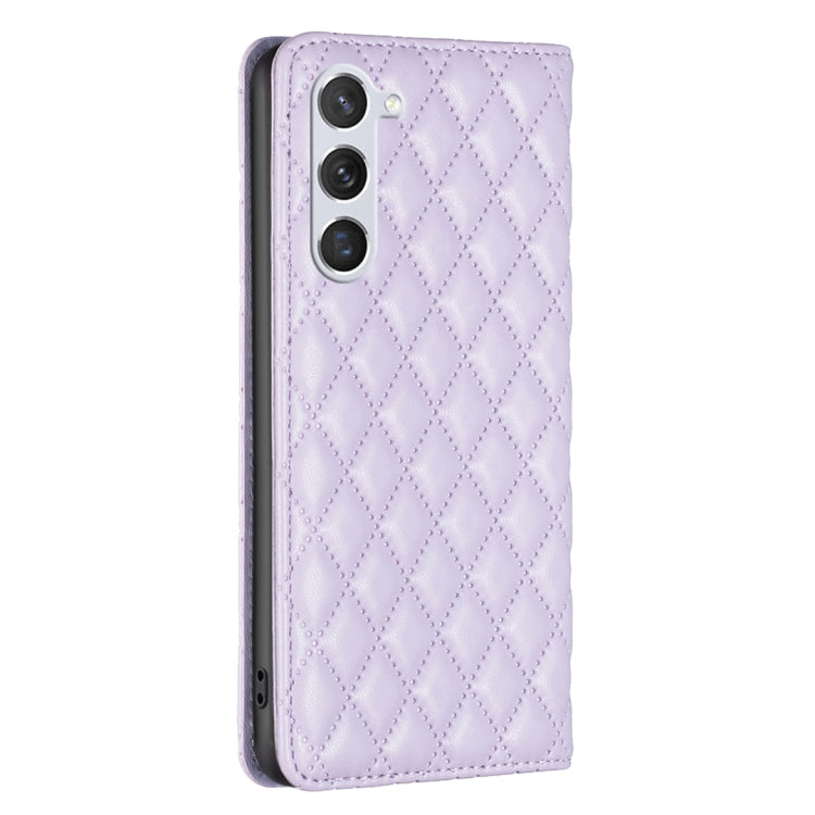 For Samsung Galaxy S25 5G Diamond Lattice Magnetic Leather Flip Phone Case(Purple) - Galaxy S25 5G Cases by buy2fix | Online Shopping UK | buy2fix