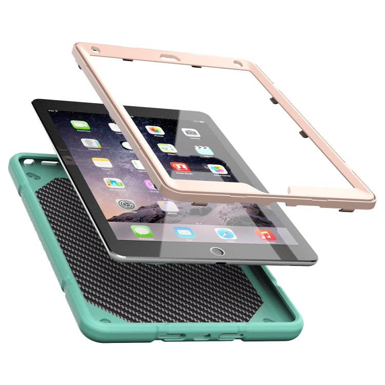 For iPad 10.2 2021 / 2020 / 2019 Armor Holder Silicone Hybrid PC Tablet Case(Mint Green Gold) - iPad 10.2 Cases by buy2fix | Online Shopping UK | buy2fix