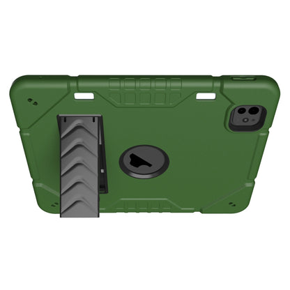 For iPad Pro 11 2024 Armor Holder Silicone Hybrid PC Tablet Case(Army Green Black) - iPad Pro 11 2024 Cases by buy2fix | Online Shopping UK | buy2fix