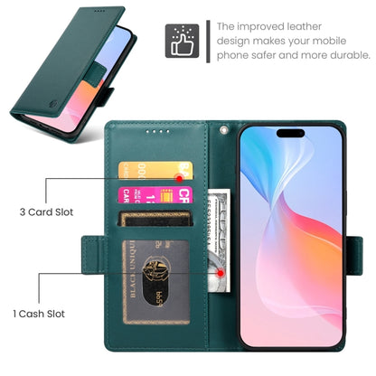 For iPhone 16 Pro Side Buckle Magnetic Frosted Leather Phone Case(Dark Green) - iPhone 16 Pro Cases by buy2fix | Online Shopping UK | buy2fix