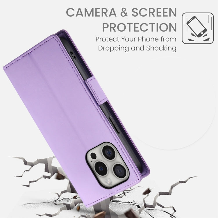 For iPhone 16 Pro Side Buckle Magnetic Frosted Leather Phone Case(Purple) - iPhone 16 Pro Cases by buy2fix | Online Shopping UK | buy2fix