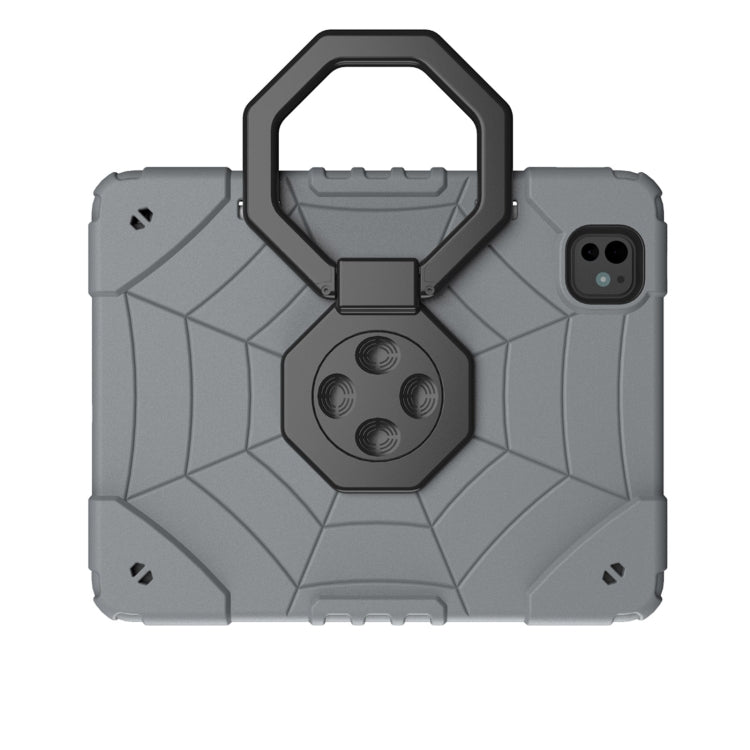 For iPad Pro 11 2024 Spider Turntable Handle Stress Relief Tablet Case(Grey Black) - iPad Pro 11 2024 Cases by buy2fix | Online Shopping UK | buy2fix