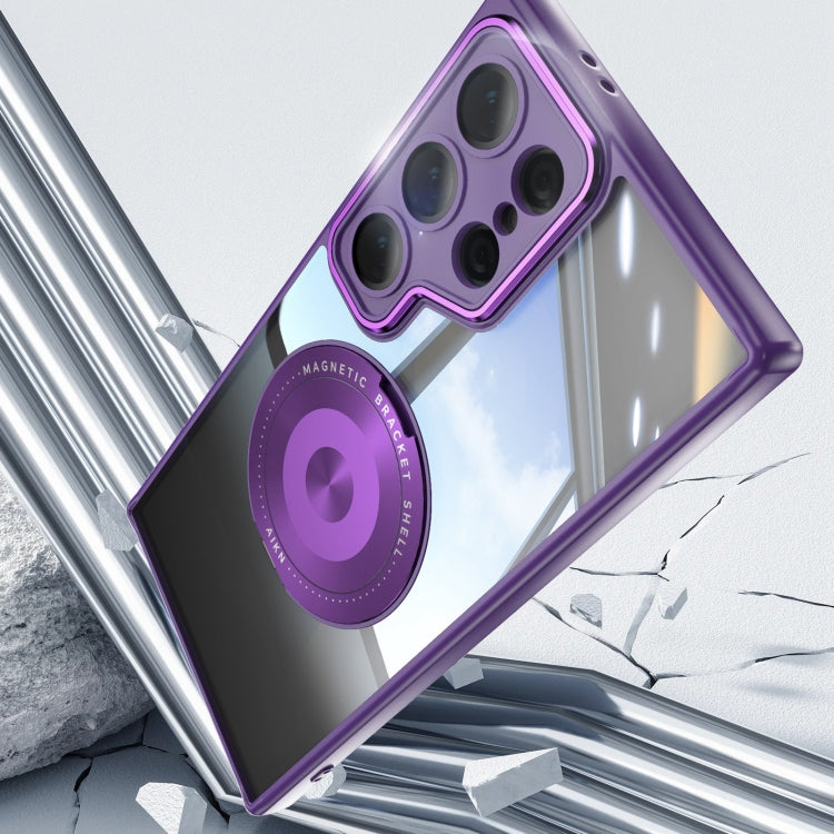 For Samsung Galaxy S25 Ultra 5G 360 Holder MagSafe Acrylic Hybrid TPU Phone Case(Purple) - Galaxy S25 Ultra 5G Cases by buy2fix | Online Shopping UK | buy2fix