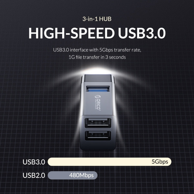ORICO MINI-U32 3 in 1 USB Interface ABS Plastic Mini HUB Adapter(Black) - USB 3.0 HUB by ORICO | Online Shopping UK | buy2fix