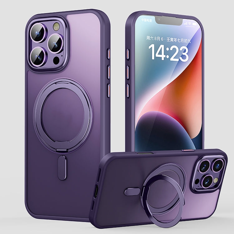 For iPhone 16 Pro Max 360 Rotating MagSafe Magnetic Frosted Phone Case(Purple) - iPhone 16 Pro Max Cases by buy2fix | Online Shopping UK | buy2fix