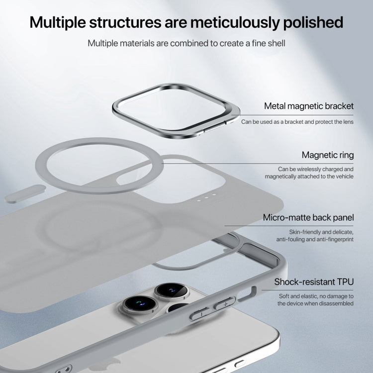 For iPhone 15 Pro Skin Feel Lens Holder Magsafe Phone Case(Transparent) - iPhone 15 Pro Cases by buy2fix | Online Shopping UK | buy2fix