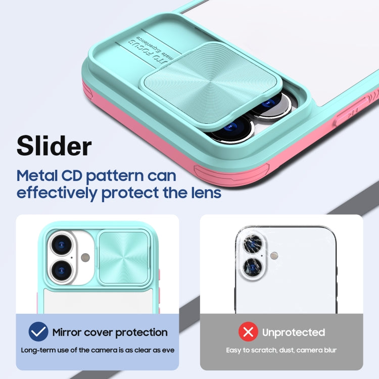 For iPhone 16 Sliding Camshield Acrylic Hybrid TPU Phone Case(Blue Pink) - iPhone 16 Cases by buy2fix | Online Shopping UK | buy2fix