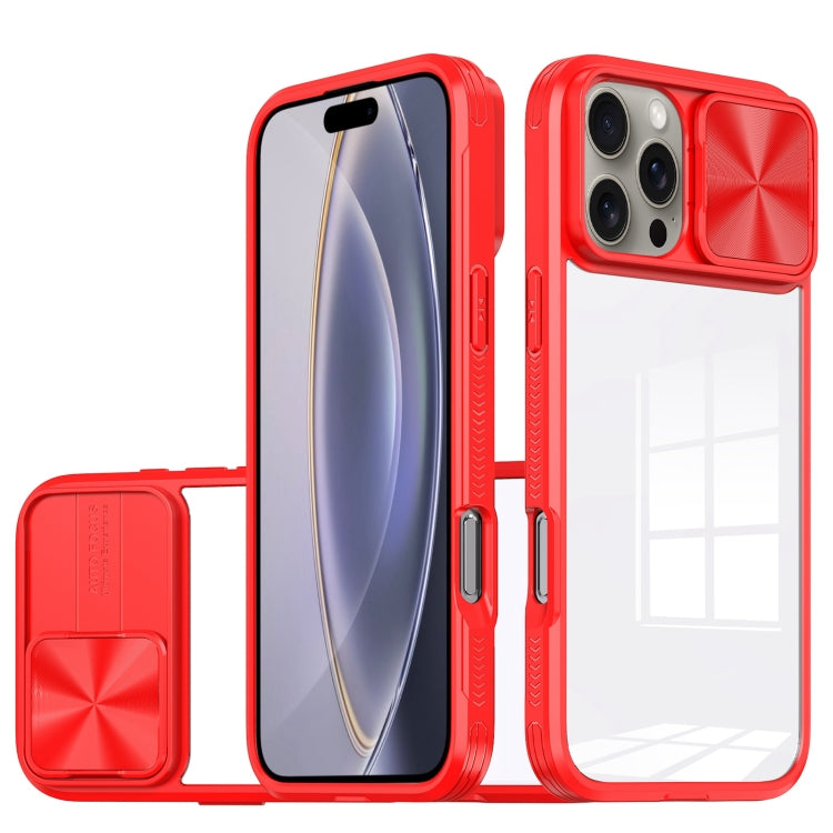 For iPhone 16 Pro Sliding Camshield Acrylic Hybrid TPU Phone Case(Red) - iPhone 16 Pro Cases by buy2fix | Online Shopping UK | buy2fix