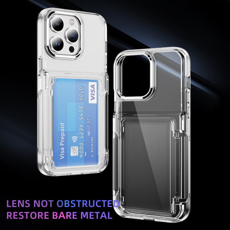 For iPhone 16 Plus Card Holder Acrylic Hybrid TPU Phone Case(Transparent) - iPhone 16 Plus Cases by buy2fix | Online Shopping UK | buy2fix