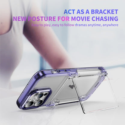 For iPhone 16 Pro Card Holder Acrylic Hybrid TPU Phone Case(Transparent Purple) - iPhone 16 Pro Cases by buy2fix | Online Shopping UK | buy2fix