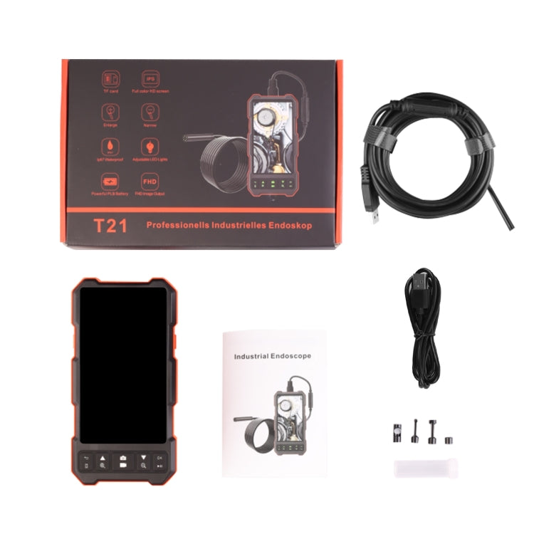 T21 4.5 inch IPS Color Screen 3.9mm Single Camera Split Hard Cable Industrial Endoscope, Length:3.5m(Black Red) -  by buy2fix | Online Shopping UK | buy2fix