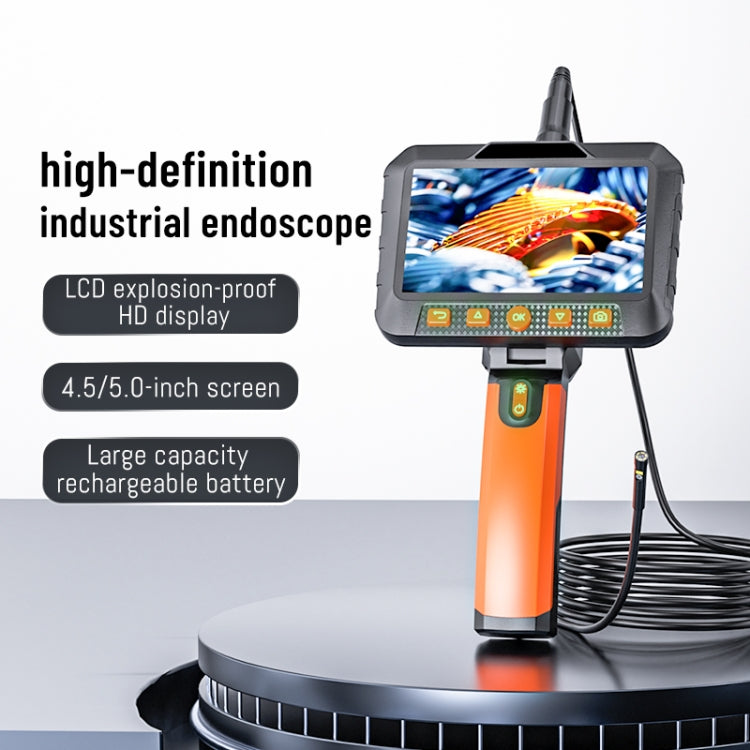 T27 5 inch IPS Color Screen 3.9mm Single Camera Handheld Hard Cable HD Industrial Endoscope, Length:5m(Orange Black) -  by buy2fix | Online Shopping UK | buy2fix