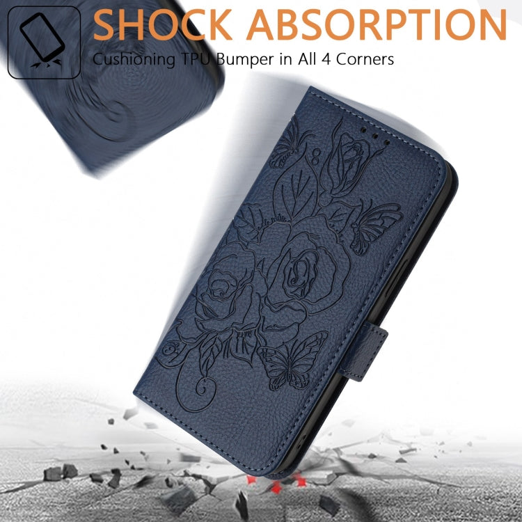 For Blackview A53 Embossed Rose RFID Anti-theft Leather Phone Case(Dark Blue) - More Brand by buy2fix | Online Shopping UK | buy2fix