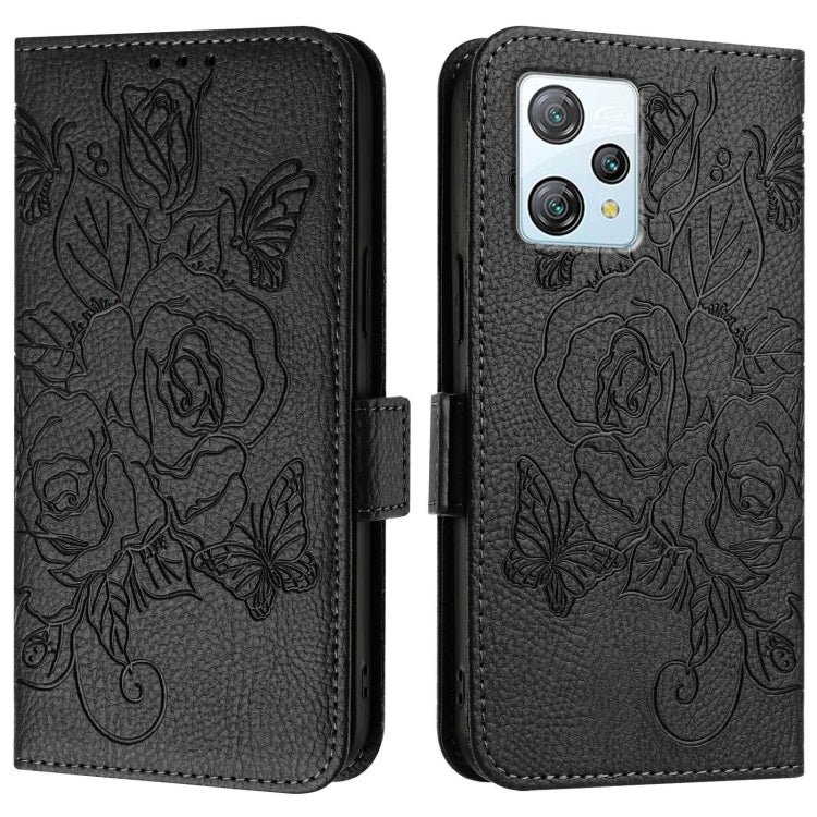 For Blackview A53 Embossed Rose RFID Anti-theft Leather Phone Case(Black) - More Brand by buy2fix | Online Shopping UK | buy2fix