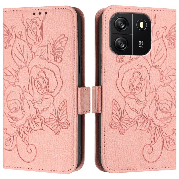 For Blackview WAVE 6C Embossed Rose RFID Anti-theft Leather Phone Case(Pink) - More Brand by buy2fix | Online Shopping UK | buy2fix