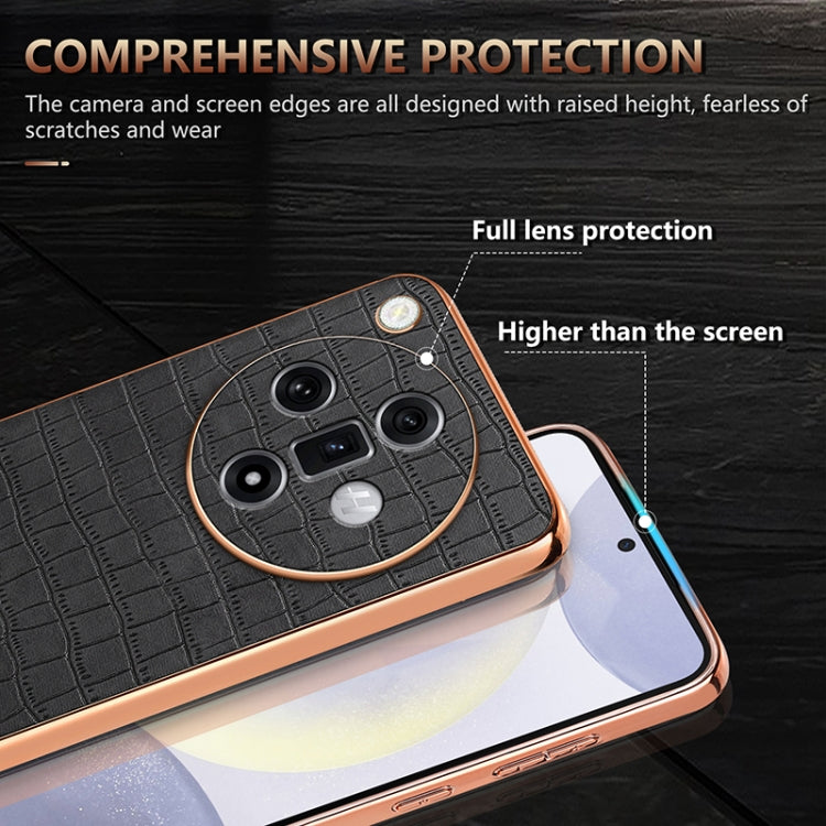 For OPPO Find X7 AZNS Electroplated Frame Crocodile Texture Full Coverage Phone Case(White) - Find X7 Cases by AZNS | Online Shopping UK | buy2fix