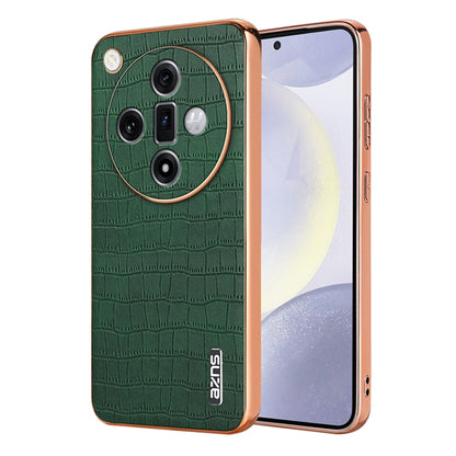 For OPPO Find X7 Ultra AZNS Electroplated Frame Crocodile Texture Full Coverage Phone Case(Green) - OPPO Cases by AZNS | Online Shopping UK | buy2fix